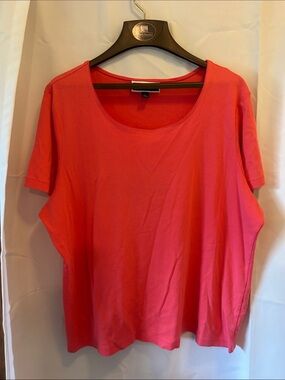 Karen Scott Coral Scoop Neck Short Sleeve Tee